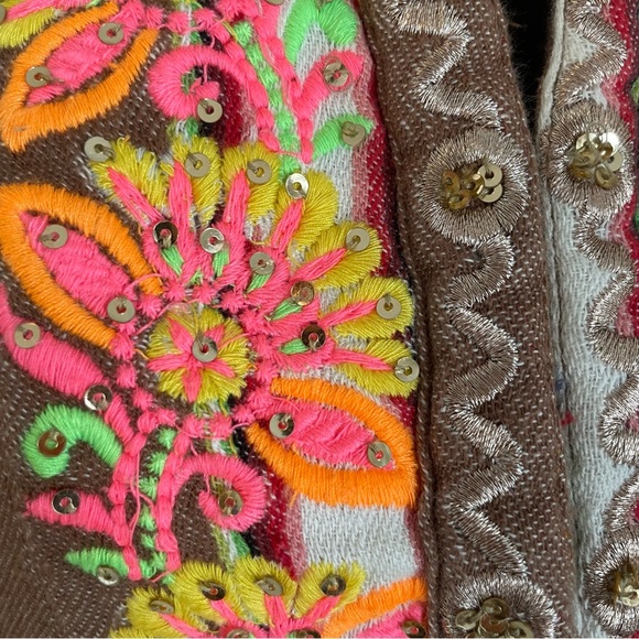 Miss June Paris Southwest Stripe Embroidered Poncho Top or Mini Dress Excel. Md - Picture 5 of 13